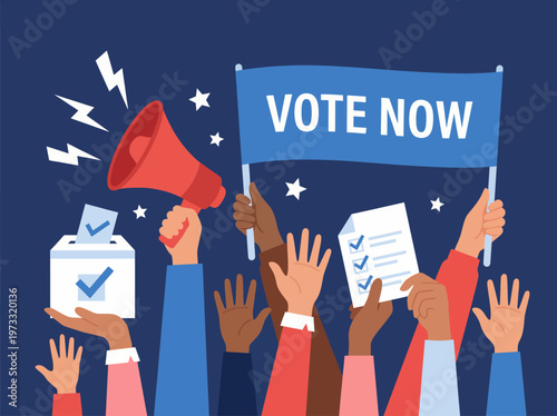 Engaged hands raise for voting rights, showcasing community passion for democracy and active participation in civic duties, emphasizing the importance of every voice.
