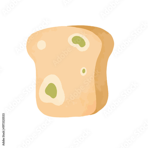 Watercolor Moldy Sliced Bread with Fungus