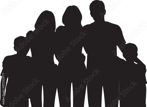 Mother and son happily planting flowers in a garden.