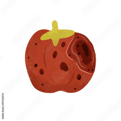 Watercolor Rotten Tomato with Bruises