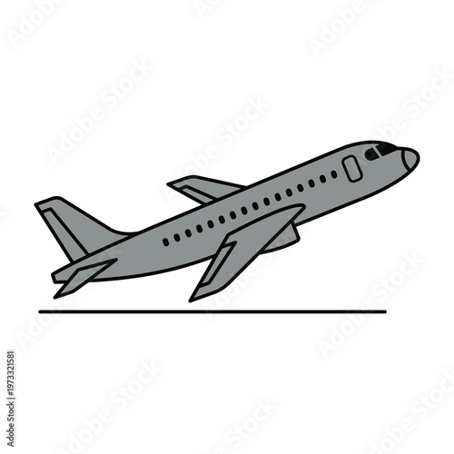 Fotografie Airplane taking off in the air gray illustration transportation concept