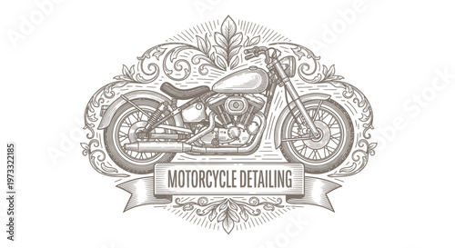 Vintage Engraved Motorcycle Emblem with Ornate Details