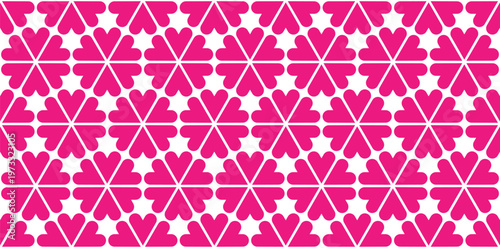 Pink Heart Geometric Seamless Pattern. Vector Romantic Background for Valentine's Day, Wedding, or Wrapping Paper.