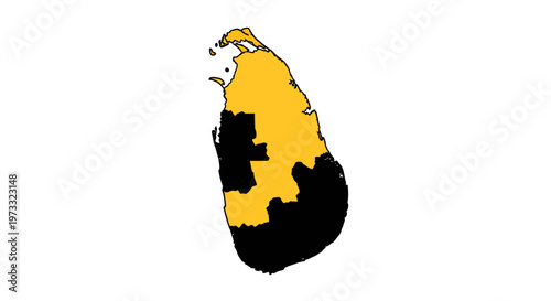 Sri Lanka Map Vector Illustration with Two-Tone Regional Divisions for Geographical Data Visualization and Political Analysis