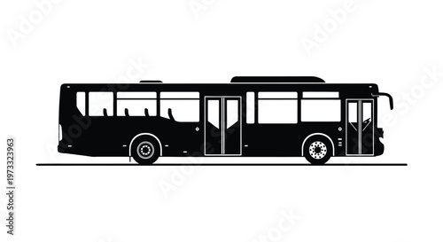Minimalist vector graphic illustration of a modern city bus viewed from the side profile for design