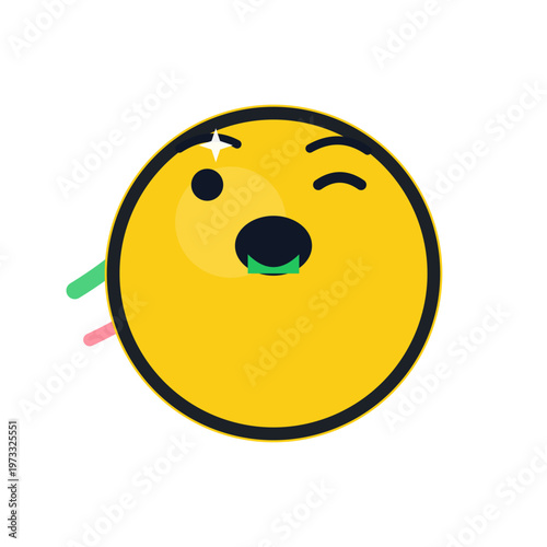 Unique yellow emoji drizzle muse SVG modern vector icon
