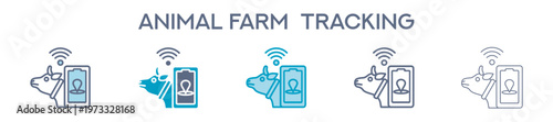 Animal Farm Tracking Element For Design Graphic - Multi Styles. Vector Illustration Of Two Colored And Black. Multiple Icons Designs Can Be Used For Mobile, Ui, Web 