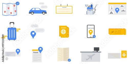 Travel, Tour, Transport Illustration Pack, Bundle, Set