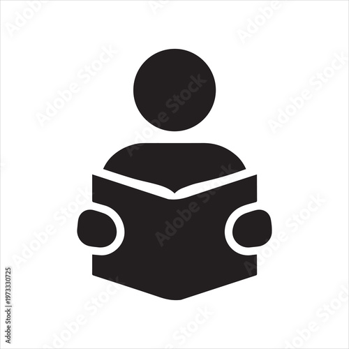 Reading or learning with book flat icon for education apps and websites on white background 