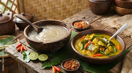 Papeda Sago Porridge and Yellow Fish Soup Traditional Papuan Cuisine