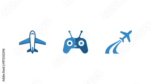 Airplane Icons and Drone Remote Controller Icons