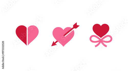 Valentine's Day Hearts Icons: Love, Romance, Cupid's Arrow, Gift