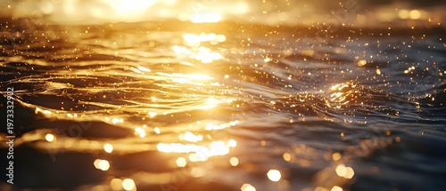 Sparkling Water Surface at Sunset with Glimmers of Golden Light