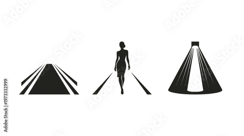 Woman walking towards light on road, abstract concept of choice, future, and journey