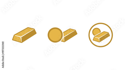 Gold Bars and Coins Icons: Wealth, Investment, and Value Icons