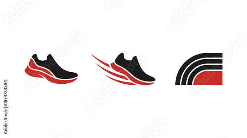 Running Shoes Icon Set: Motion, Speed, and Abstract Design