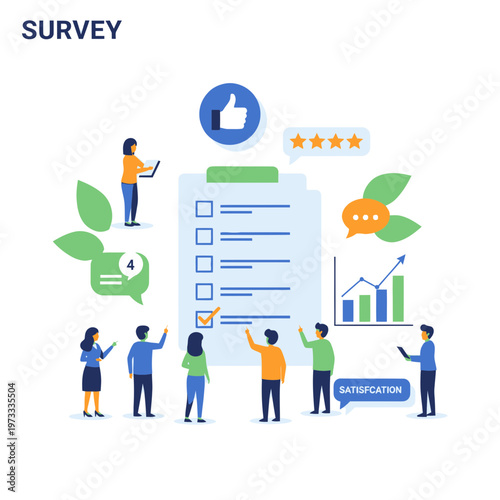 People completing a survey for customer satisfaction