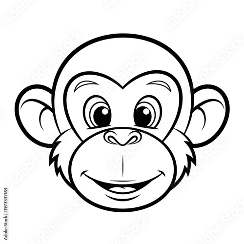 A cartoon monkey face with a happy expression