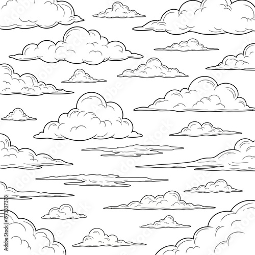 A collection of clouds in various shapes and sizes