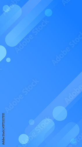 青の幾何学ラインと円の抽象背景素材、斜め構成のミニマルデザイン、スマホ縦長テンプレート向けベクター