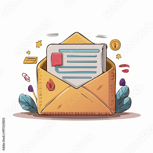 Yellow Envelope with Letter Inside.