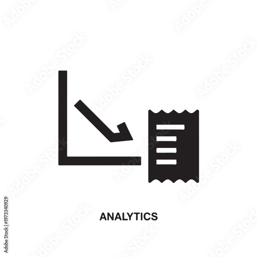 Downward arrow pointing to a vertical bar graphic with textured paper background emphasizing analytical declines or trends.