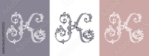 Logo monogram letter K in refined ornamental style. Clean elegant logotype for personal brand, business and corporate identity.