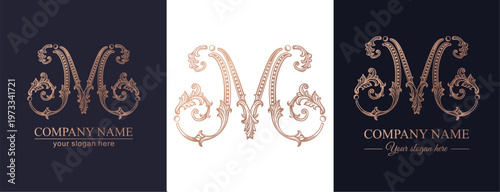 Logo monogram letter M in refined ornamental style. Clean elegant logotype for personal brand, business and corporate identity.