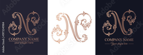 Logo monogram letter N in refined ornamental style. Clean elegant logotype for personal brand, business and corporate identity.