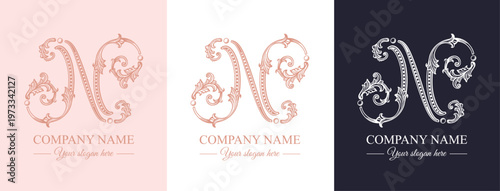 Logo monogram letter N in refined ornamental style. Clean elegant logotype for personal brand, business and corporate identity.