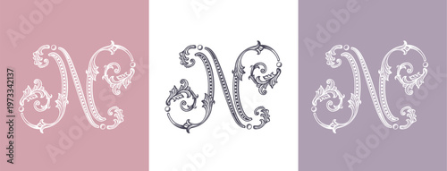 Logo monogram letter N in refined ornamental style. Clean elegant logotype for personal brand, business and corporate identity.