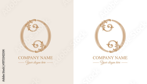 Logo monogram letter O in refined ornamental style. Clean elegant logotype for personal brand, business and corporate identity.