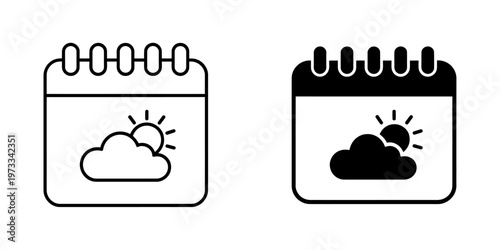 Calendar icons showing partly cloudy weather with sun rays design