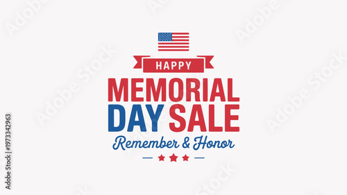 Memorial Day Sale Graphic Design With American Flag And Patriotic Colors