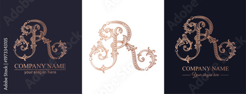 Logo monogram letter R in refined ornamental style. Clean elegant logotype for personal brand, business and corporate identity.