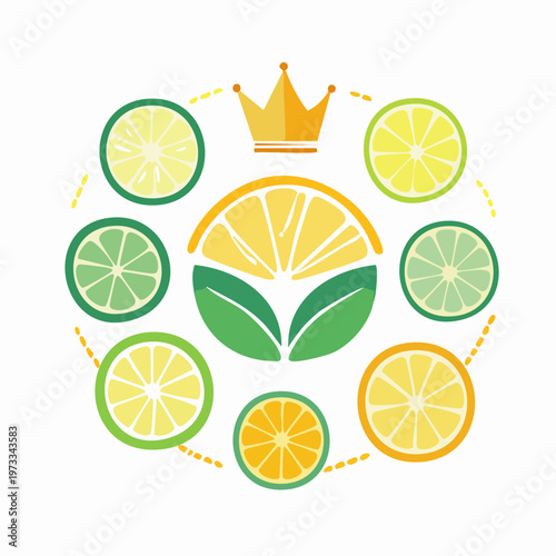 Citrus Fruits in Circular Pattern.