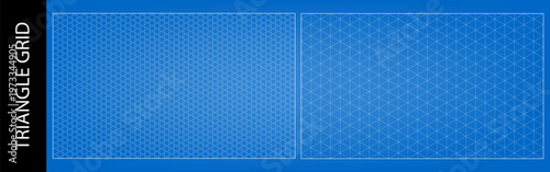 Triangular grid angular bg, blue empty architectural graphic. Isometric pattern paper, drawing template cells. Abstract cube and rhombus shape mesh, blank blueprint layout, geometric plan line lattice
