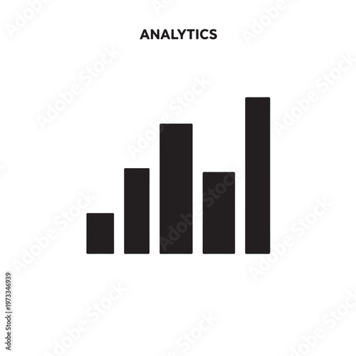 Black bar chart illustration on a white background symbolizing data analytics and growth trends. Minimalist design.