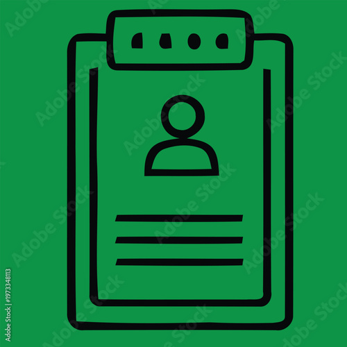 Json title green id card icon a simple representation of identification and personal data security description a minimalist green