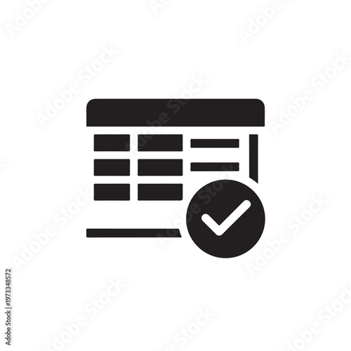 Checkmark overlaid on a list icon representing task completion or verification process.