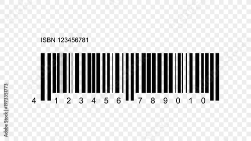 Standard retail barcode with numeric code isolated PNG for packaging and product labeling