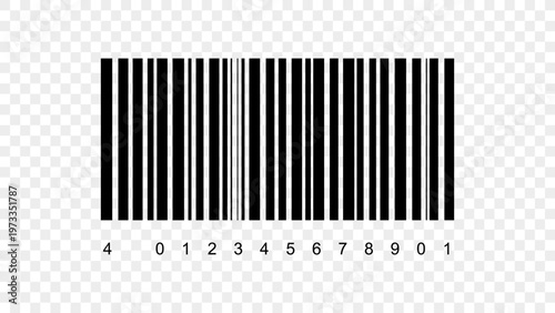 Black barcode symbol isolated on transparent background universal scan code element