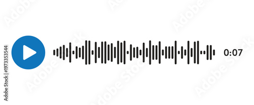 audio voice message, sound waveform player, playback control ui, mobile app interface, digital audio waveform, minimalist ui design, voice record player, chat message element, modern ux design