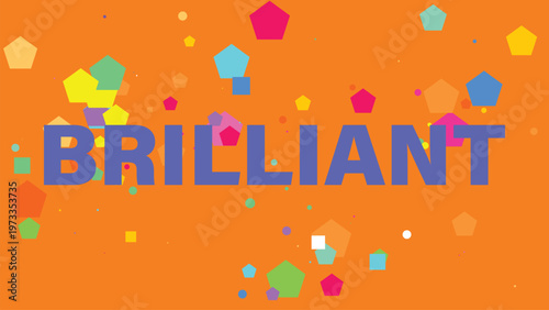 Colorful geometric shapes, brilliant orange background, confetti vector, celebration design elements