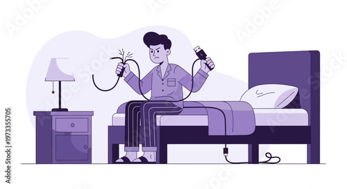 Man shocked by broken electrical cord while trying to charge phone in bed