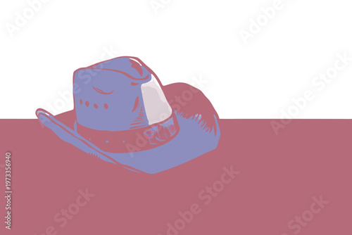 Stylized cattleman hat line art for rodeo and country western design