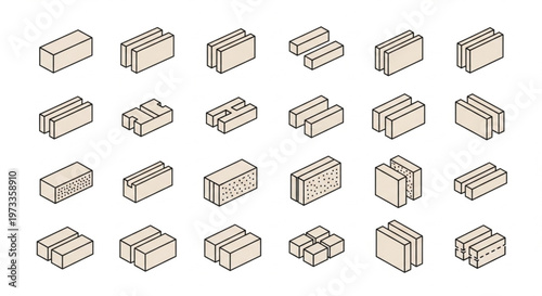 Set of Various Brick and Block Types Illustration