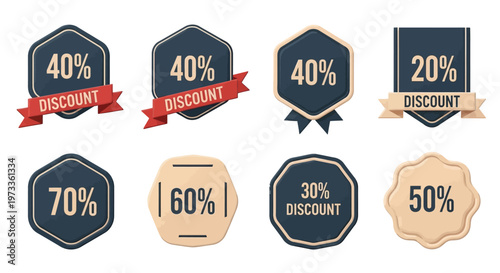 Discount Label Icons Set.