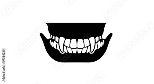 Black and white teeth smile mouth.
