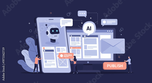 Artificial Intelligence and Technology Concept with Mobile Devices and Chatbots